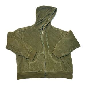 Women’s Shaver Lake sage, green corduroy cropped hoodie XL